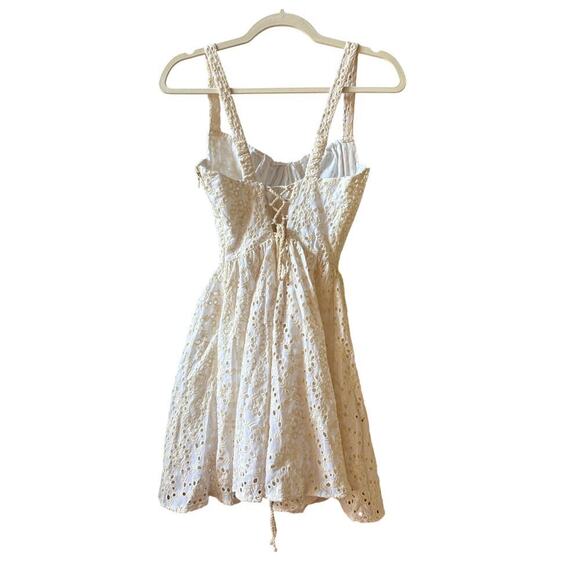 Agua Bendita X Revolve Spring Mini Dress White Shaun Ivory Daisy Eyelet Small - Picture 4 of 8